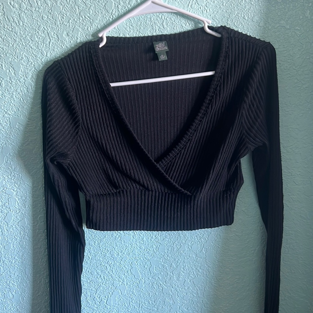 Wild Fable low v-neck long sleeve crop top